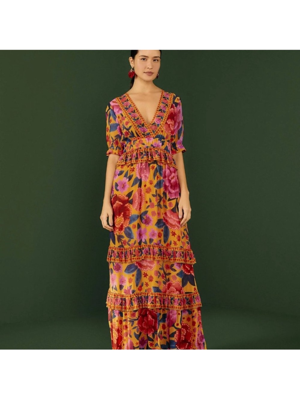 NEW FARM RIO Tiered Floral Maxi Dress
